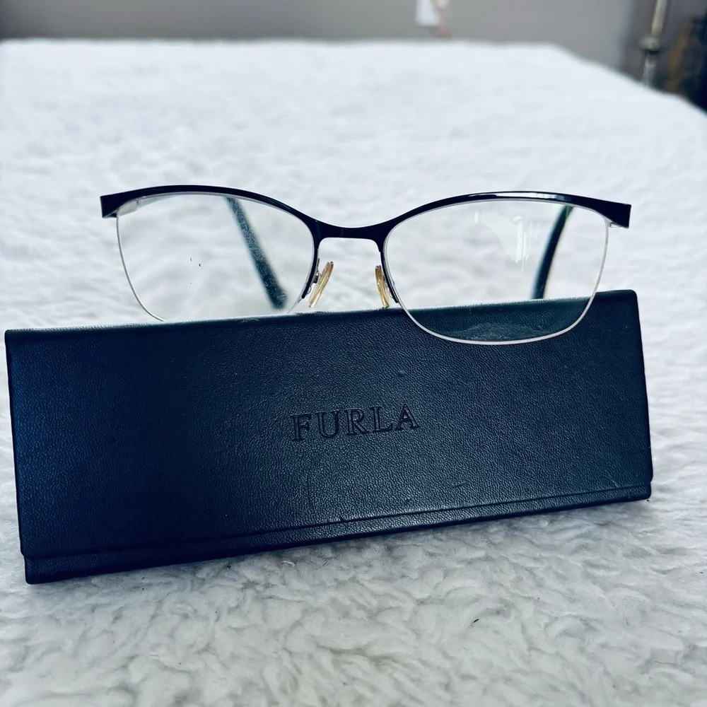 Furla Women's Black Half-Rim col.0583 Glasses Frame Only w/ case